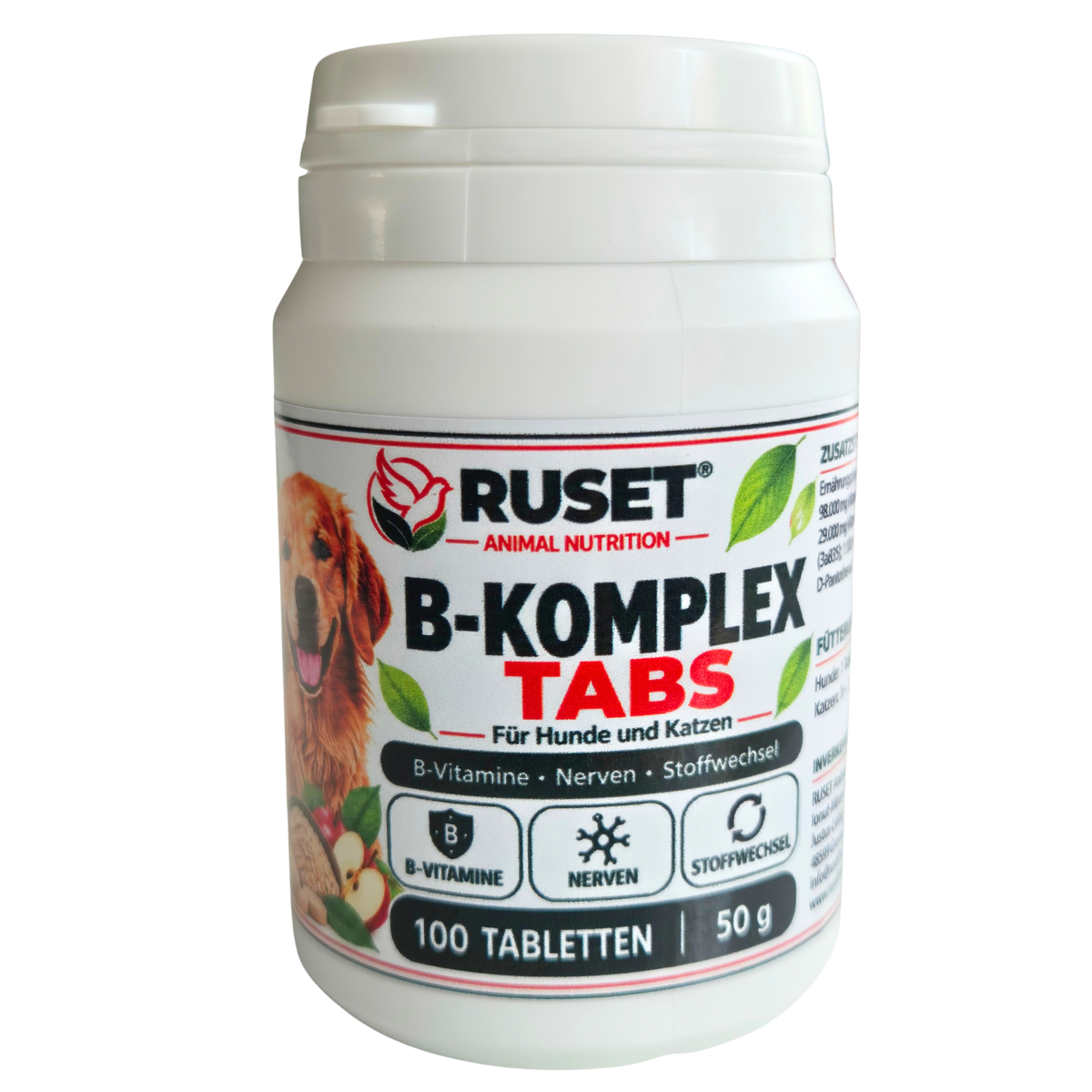 RUSET Vitamin B Komplex für Hunde & Katzen – 100 Tabletten, 50 g