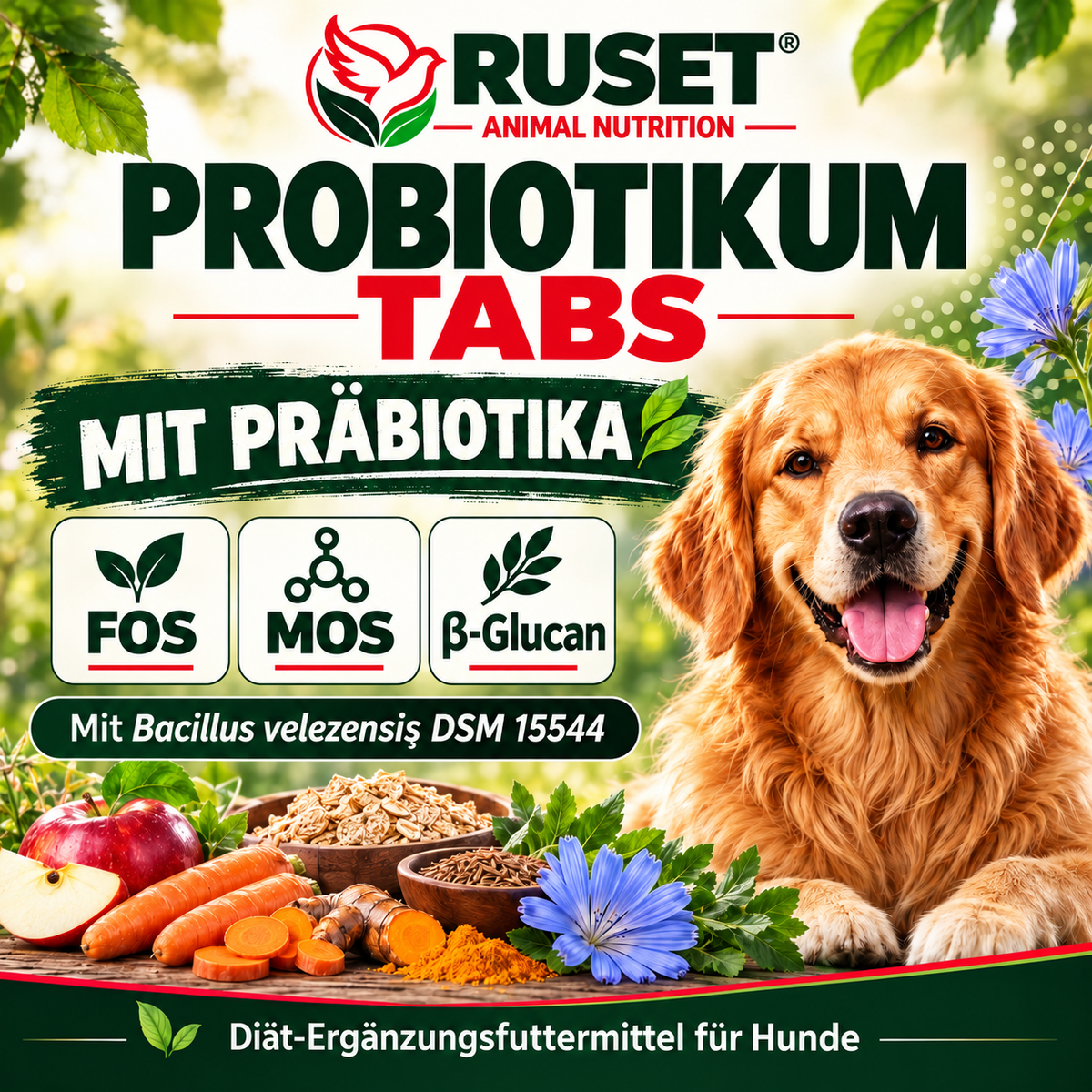 RUSET Probioticum Tabs für Hunde – 100 Tabletten, 150 g