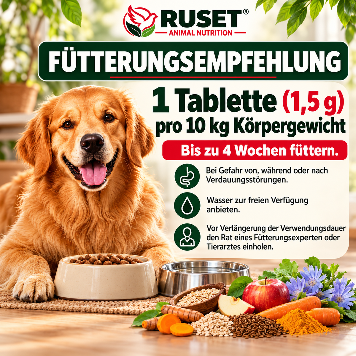 RUSET Probioticum Tabs für Hunde – 100 Tabletten, 150 g
