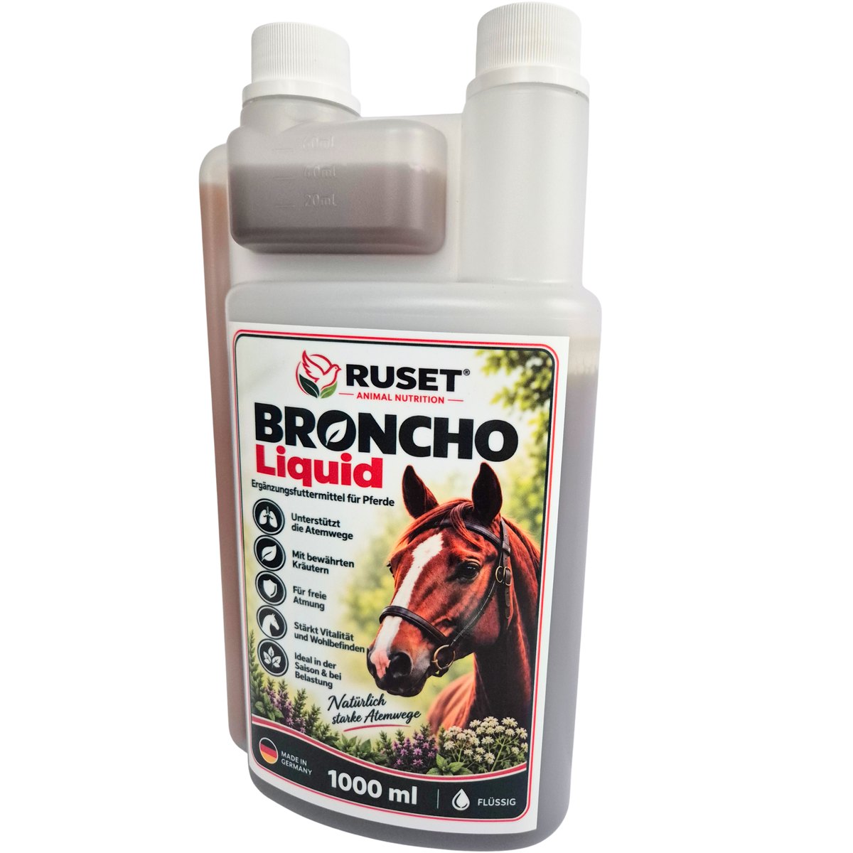 RUSET BRONCHO Liquid – Ergänzungsfuttermittel für Pferde – 1000 ml