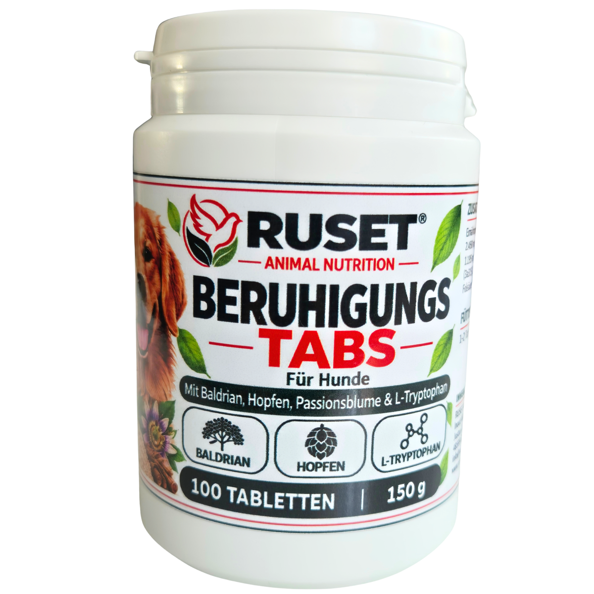 RUSET Beruhigungstabs für Hunde – 100 Tabletten, 150 g