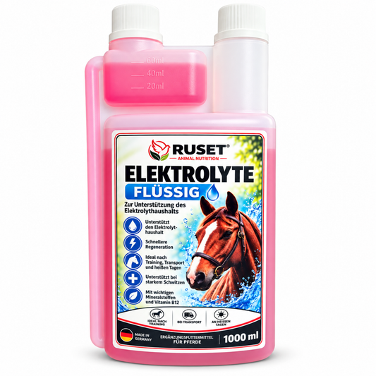 RUSET Elektrolyte flüssig 1000 ml – Ergänzungsfuttermittel für Pferde