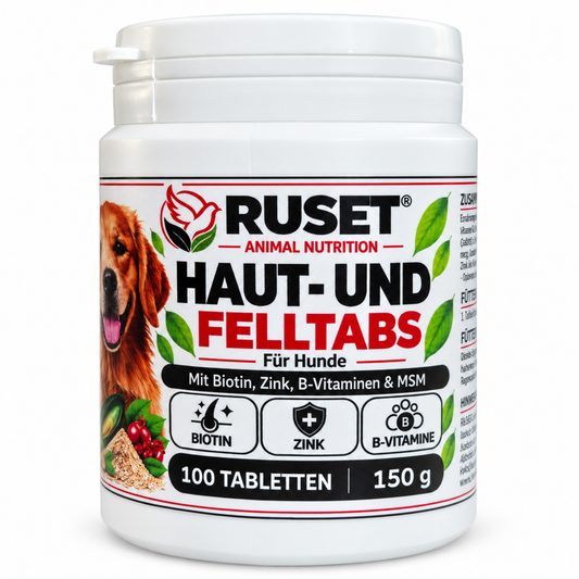 RUSET Haut- und Felltabs für Hunde – 100 Tabletten, 150 g – Mit Biotin und Zink